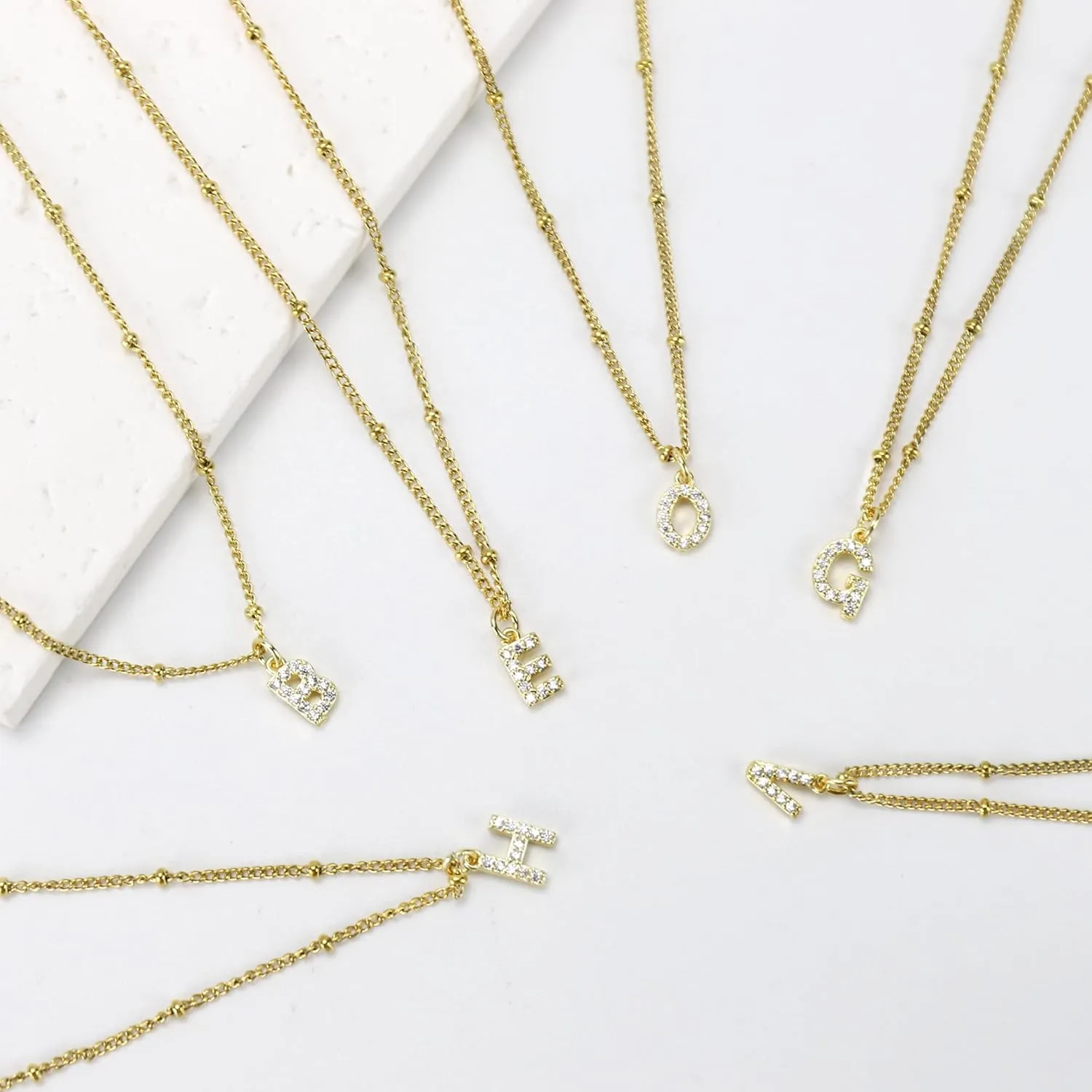 Gold Initial Necklace for Women, Dainty 18K Gold Plated CZ Initial Necklace A-Z Pendant Choker Necklace Trendy Cute Initial Letter Necklace Gold Jewelry Necklace for Gift