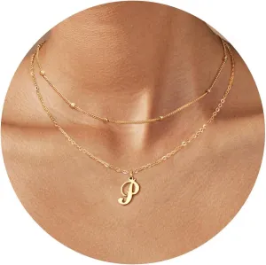 Gold Initial Necklace for Women, Dainty 18K Gold Plated Initial Necklace A-Z Pendant Choker Necklace Trendy Cute Initial Letter Necklace Gold Jewelry Necklace for Gift