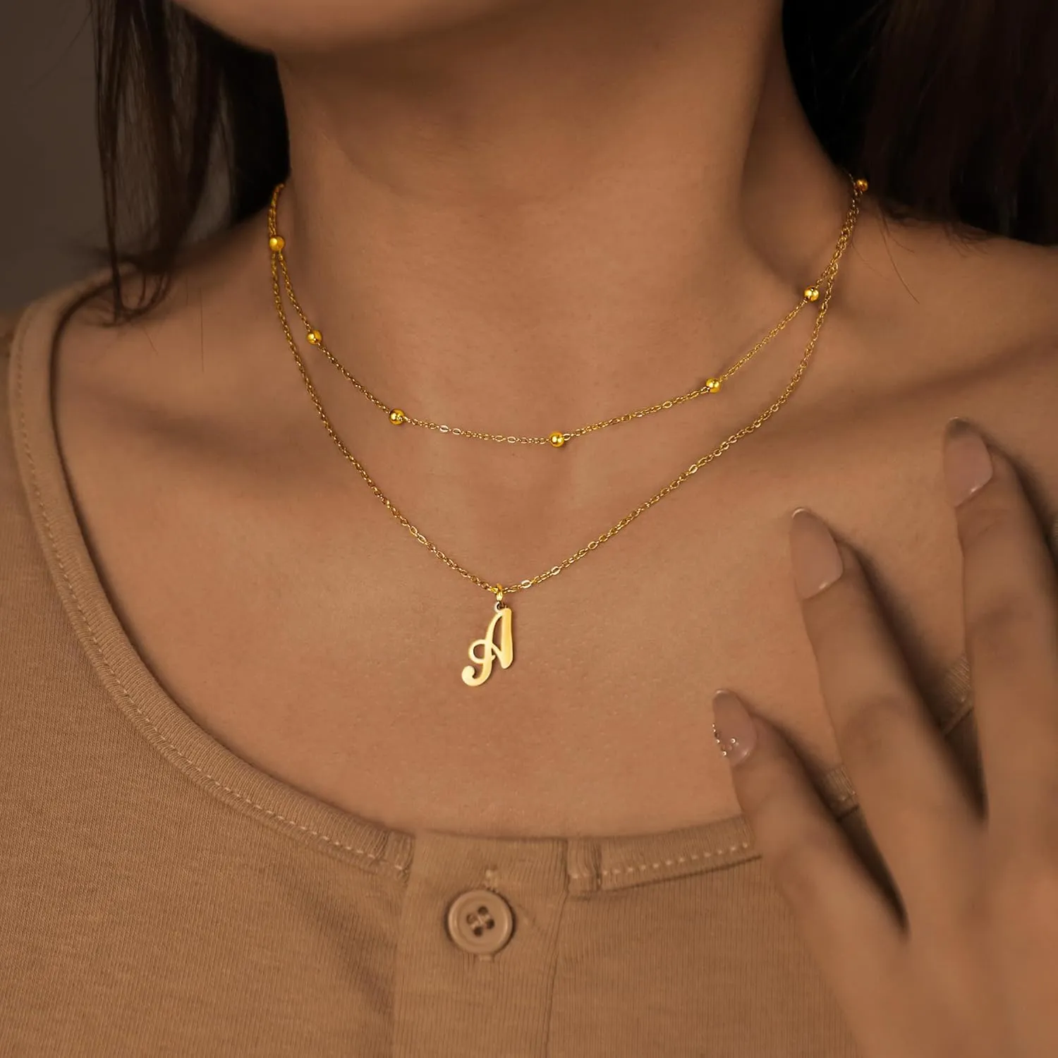 Gold Initial Necklace for Women, Dainty 18K Gold Plated Initial Necklace A-Z Pendant Choker Necklace Trendy Cute Initial Letter Necklace Gold Jewelry Necklace for Gift