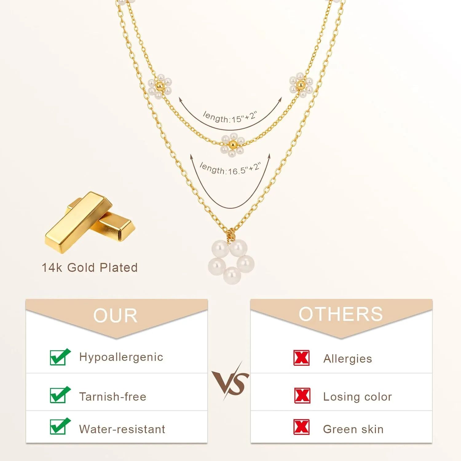 Gold Pearl Necklaces Set for Women 14K Gold Plated Dainty Layered Pearl Cute Bow Pearl Y-Shaped Gold Necklace Gifts for Women Gold Trendy Jewelry Gifts