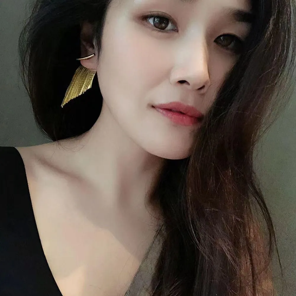 Gold Silver Tassel Dangle Drop Earrings,Long Tassel Dangle Earrings,Fringe Chain Wedding Bridesmaid Earrings, Bridal Fringe Formal Earrings for Wedding Prom Brides Jewelry