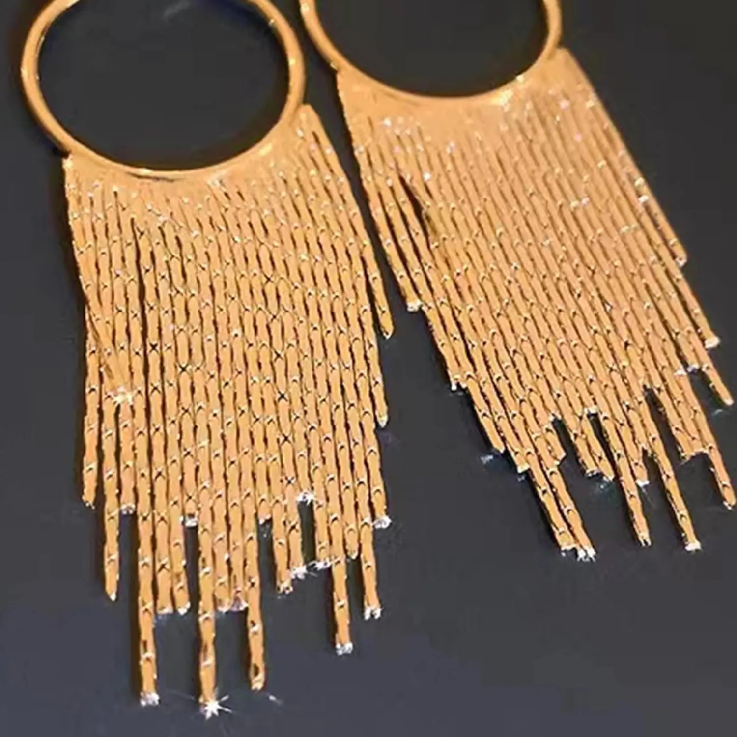 Gold Tassel Earrings for Women Boho Tassel Dangle Earrings Long Fringe Earrings Ear Jackets Front Back Earrings Statement Earrings Prom Dangle Earrings for Wedding Prom Jewelry Gifts