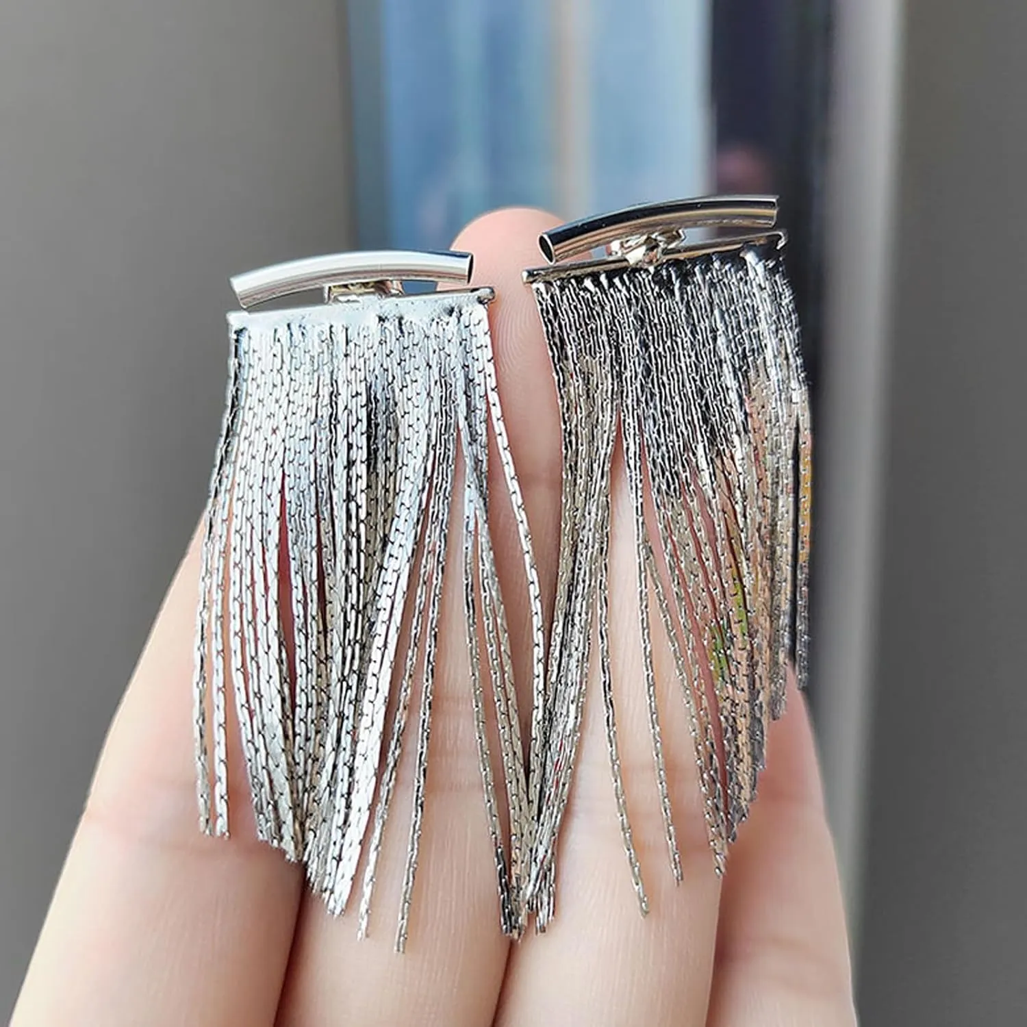 Gold Tassel Earrings for Women Boho Tassel Dangle Earrings Long Fringe Earrings Ear Jackets Front Back Earrings Statement Earrings Prom Dangle Earrings for Wedding Prom Jewelry Gifts