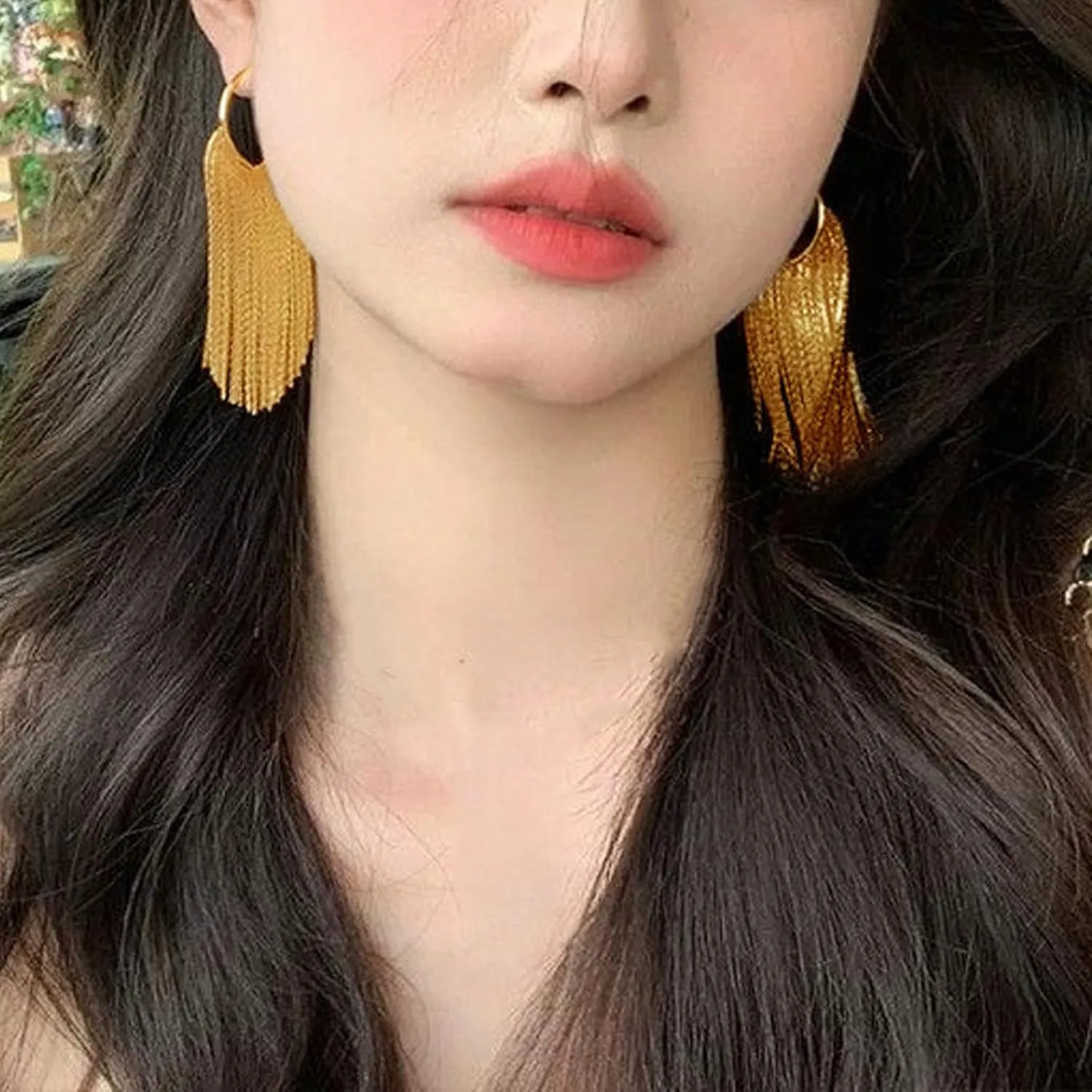 Gold Tassel Earrings for Women Boho Tassel Dangle Earrings Long Fringe Earrings Ear Jackets Front Back Earrings Statement Earrings Prom Dangle Earrings for Wedding Prom Jewelry Gifts