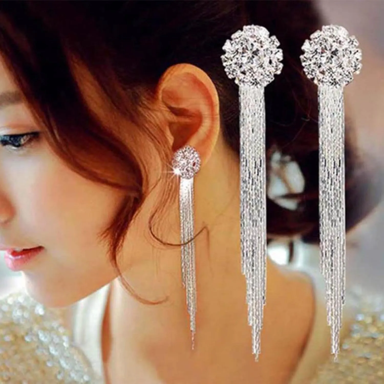 Gold Tassel Earrings for Women Gold Dangle Earrings Long Tassel Drop Earrings Fringe Statement Earrings Silver Wedding Bridesmaid Jewelry for Women
