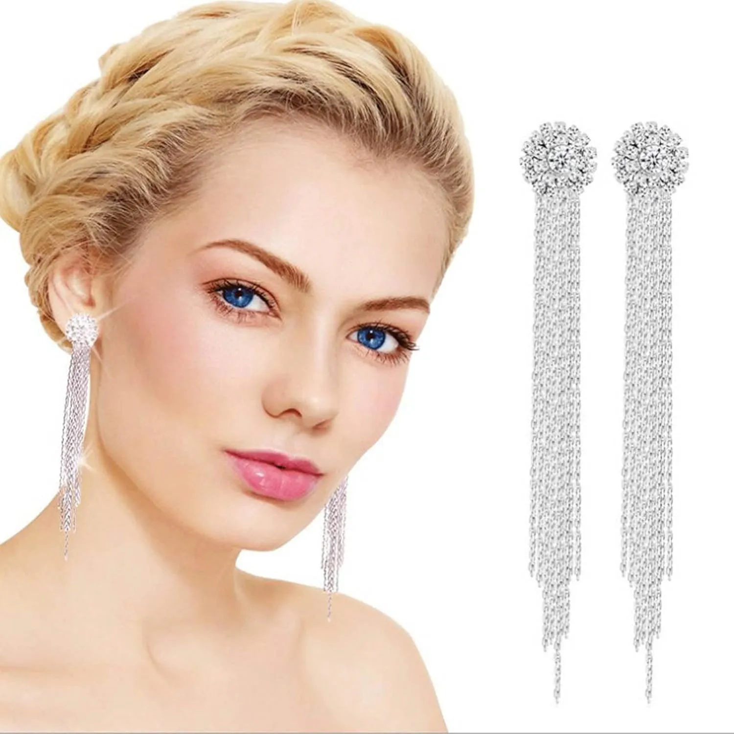 Gold Tassel Earrings for Women Gold Dangle Earrings Long Tassel Drop Earrings Fringe Statement Earrings Silver Wedding Bridesmaid Jewelry for Women