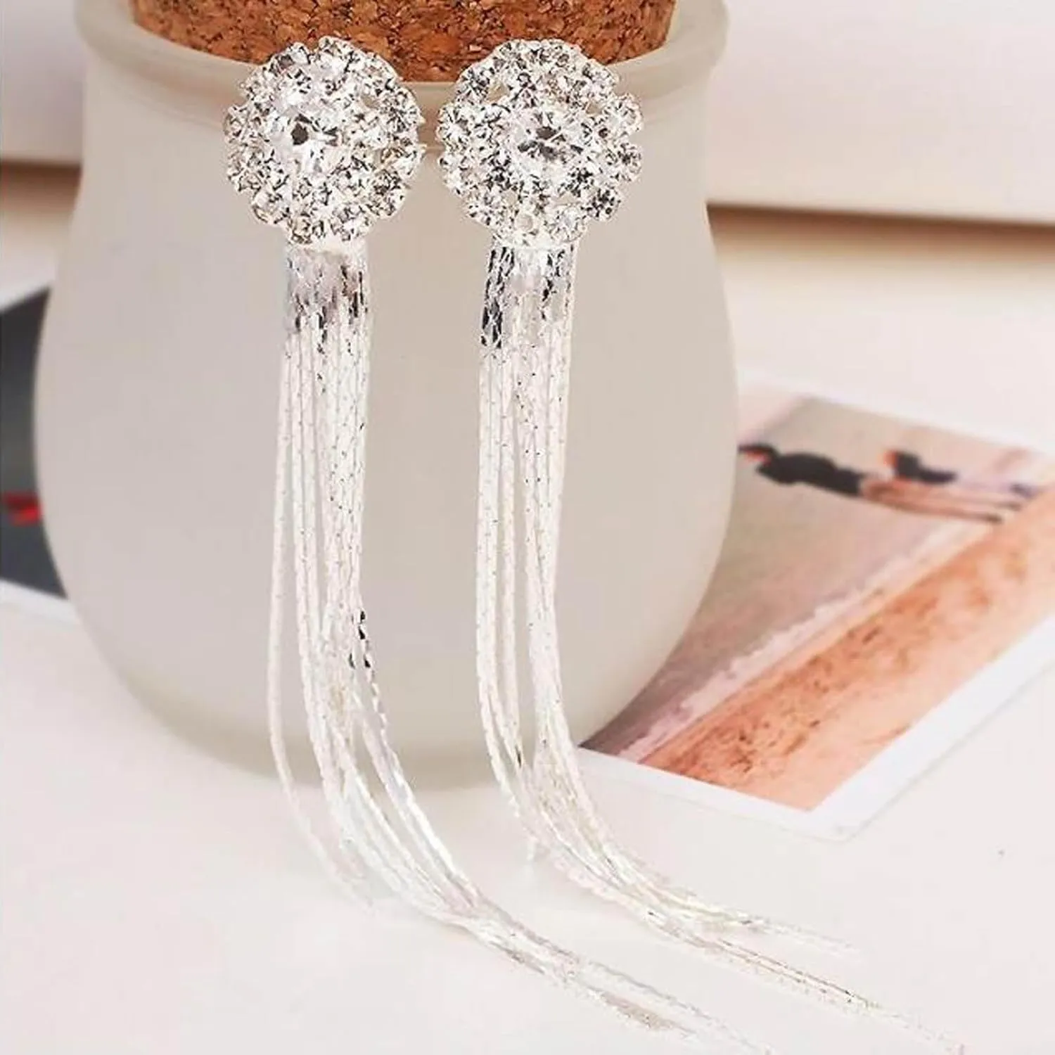 Gold Tassel Earrings for Women Gold Dangle Earrings Long Tassel Drop Earrings Fringe Statement Earrings Silver Wedding Bridesmaid Jewelry for Women