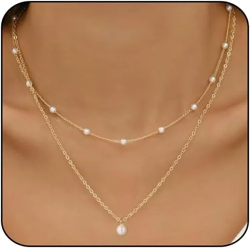 Gold/Silver Necklace for Women,Layered Gold Plated Chain Necklace Set Non Tarnish,Gold Layering Stacked Simple Everyday Waterproof Necklaces Jewelry