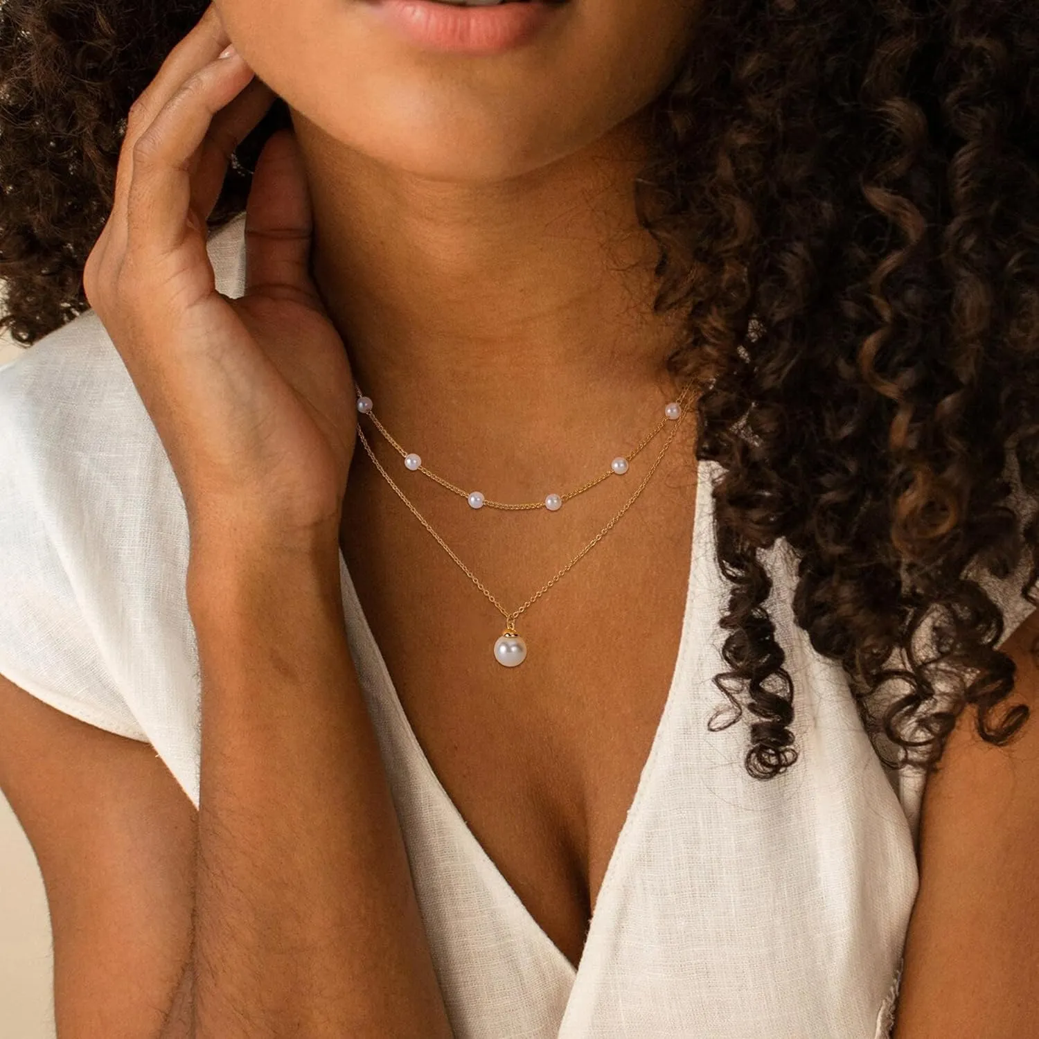 Gold/Silver Necklace for Women,Layered Gold Plated Chain Necklace Set Non Tarnish,Gold Layering Stacked Simple Everyday Waterproof Necklaces Jewelry