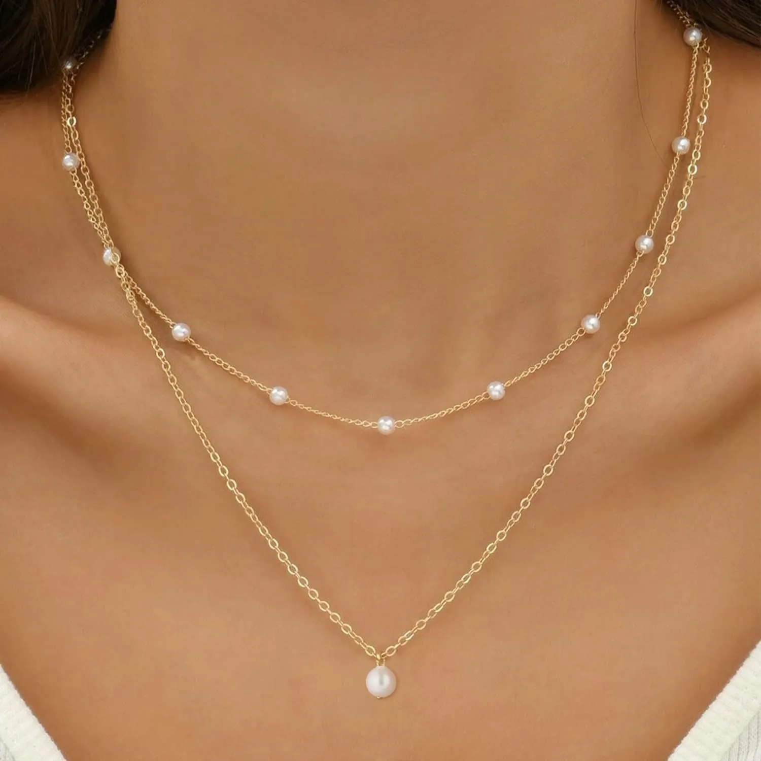 Gold/Silver Necklace for Women,Layered Gold Plated Chain Necklace Set Non Tarnish,Gold Layering Stacked Simple Everyday Waterproof Necklaces Jewelry