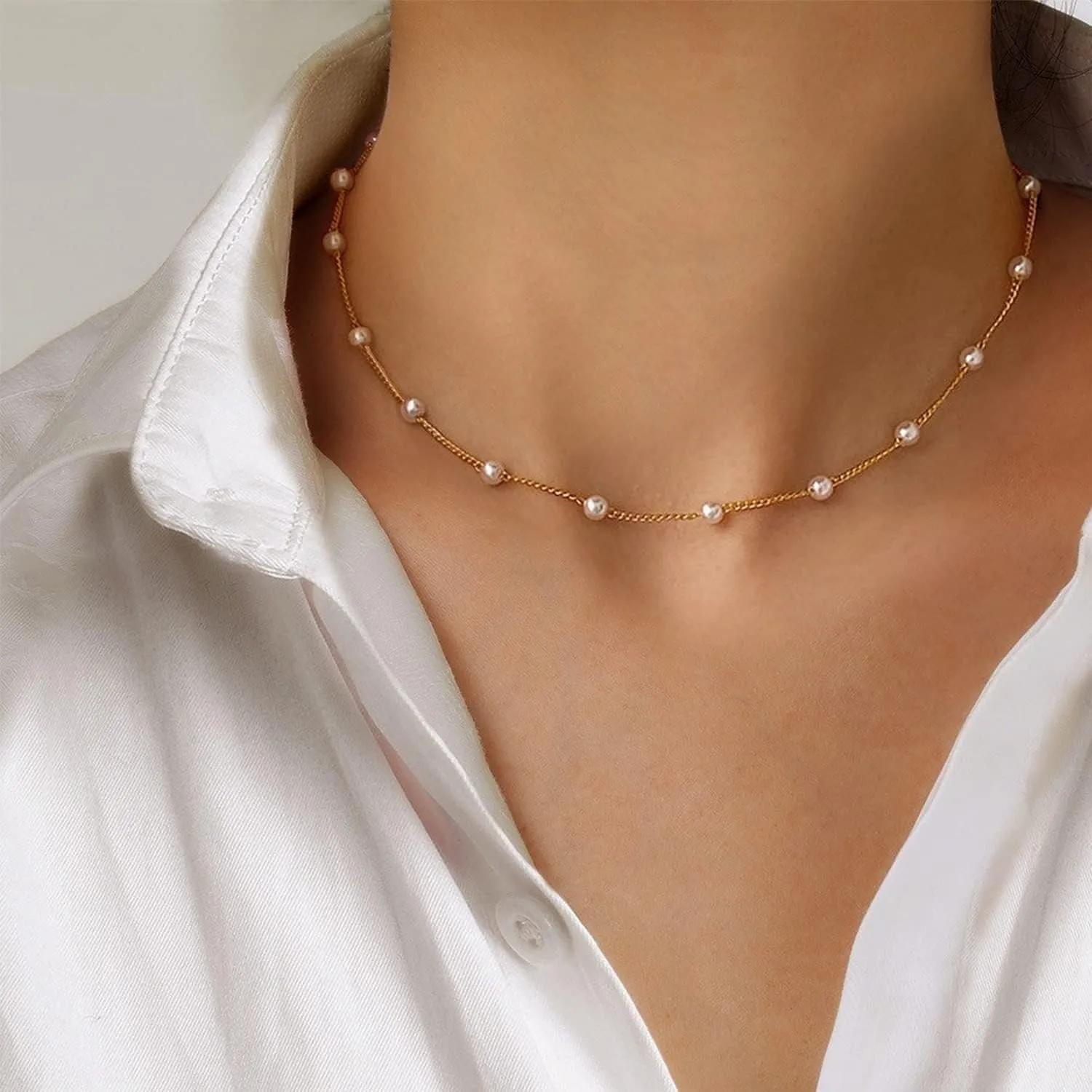 Gold/Silver Necklace for Women,Layered Gold Plated Chain Necklace Set Non Tarnish,Gold Layering Stacked Simple Everyday Waterproof Necklaces Jewelry