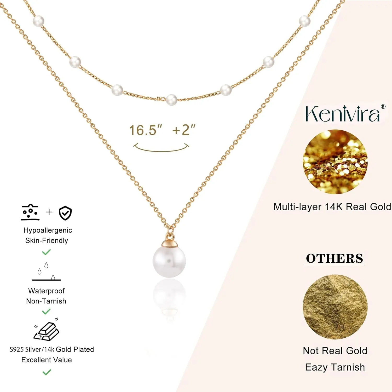 Gold/Silver Necklace for Women,Layered Gold Plated Chain Necklace Set Non Tarnish,Gold Layering Stacked Simple Everyday Waterproof Necklaces Jewelry