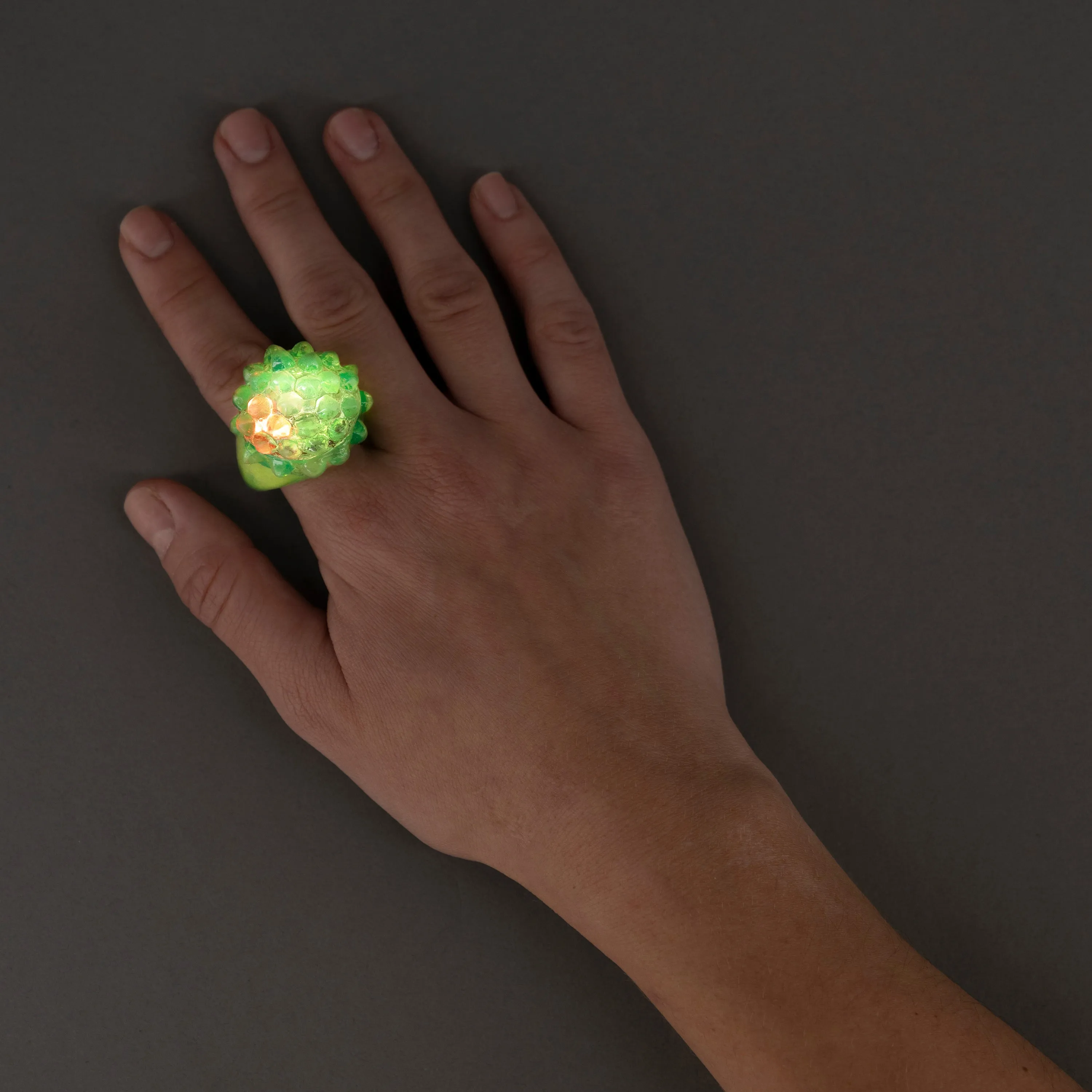 Green LED Light Up Jelly Bumpy Blinking Rings - Pack of 48