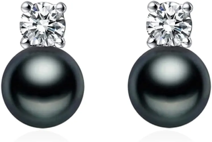 Grey Black Freshwater Dangling Pearl Earrings for Women,Real 925 Silver Drop Pearl Earrings Mother's Gift