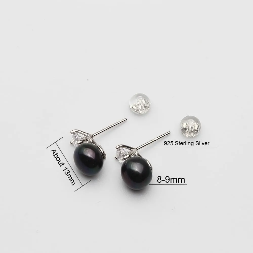 Grey Black Freshwater Dangling Pearl Earrings for Women,Real 925 Silver Drop Pearl Earrings Mother's Gift