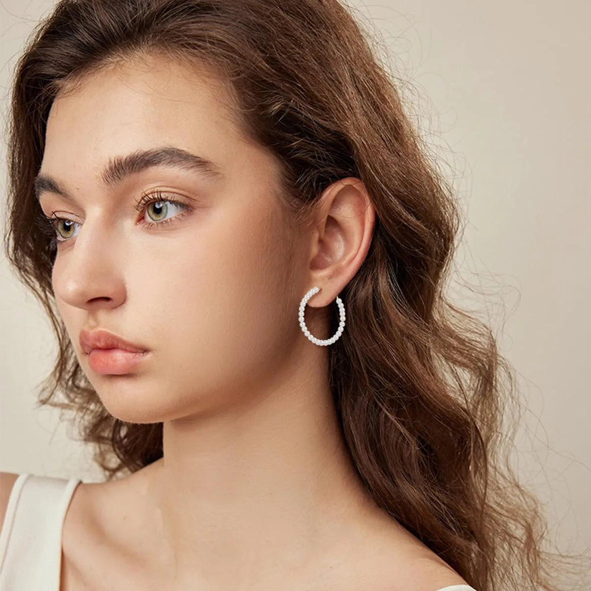 GULICX Pearl Hoop Earrings for Women, 14K Gold Plated Pearl Earrings 925 Sterling Silver Post Big Pearl Hoop Earrings Jewelry Gifts for Girls