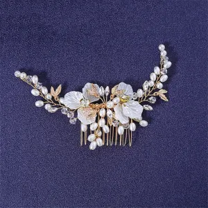 Hair Comb Flower Headband Tiara For Women Party Prom Bridal Wedding Hair Accessories Comb Clip Gift Gold