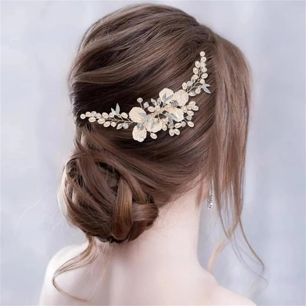 Hair Comb Flower Headband Tiara For Women Party Prom Bridal Wedding Hair Accessories Comb Clip Gift Gold