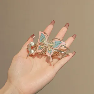 Hairpin 3D Butterfly Hair Clips Chinese Ancient Style Butterfly Hair Claws Large Metal Hair Claw Clips Non-Slip Hair Jaw Clamp Clips for Women Girls Jewelry