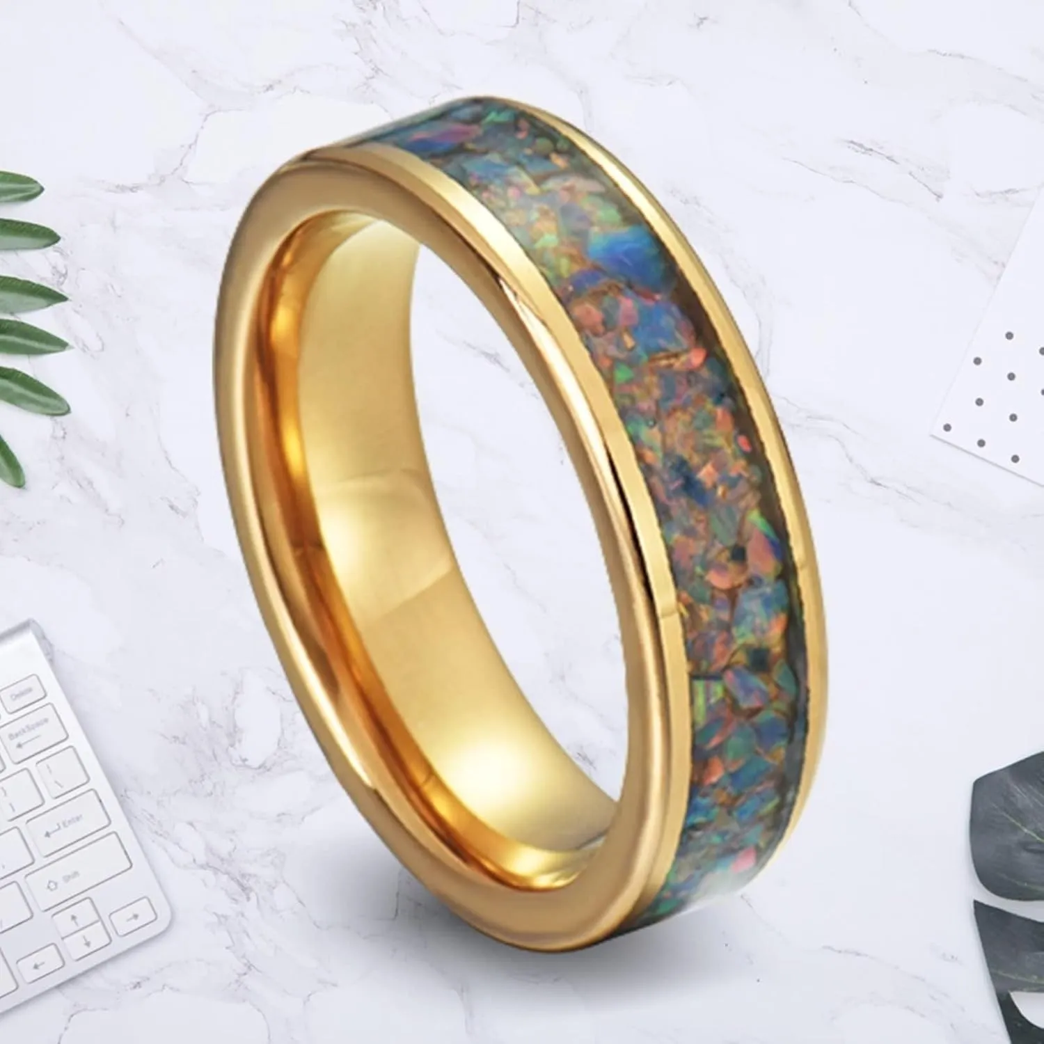 His and Her Couples Rings, Tungsten Wedding Rings Sets for Couples Comfort Fit 8mm Gold Ring Inlay Silver Metal
