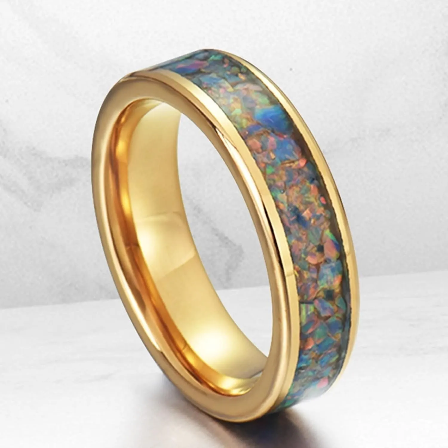 His and Her Couples Rings, Tungsten Wedding Rings Sets for Couples Comfort Fit 8mm Gold Ring Inlay Silver Metal