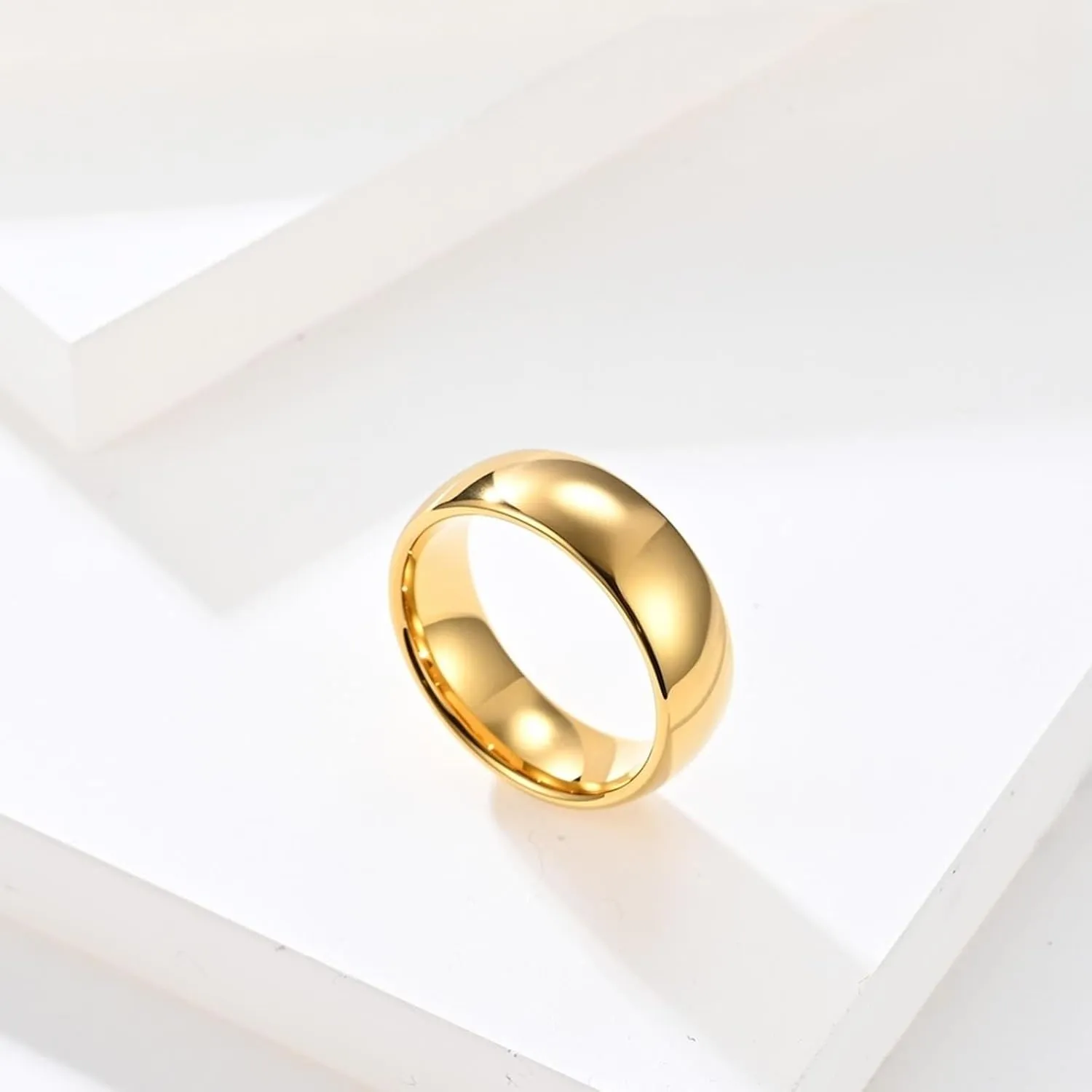 His and Her Rings Promise, Tungsten Carbide Wedding Rings for Couples Set Comfort Fit Gold Polished Ring 8mm