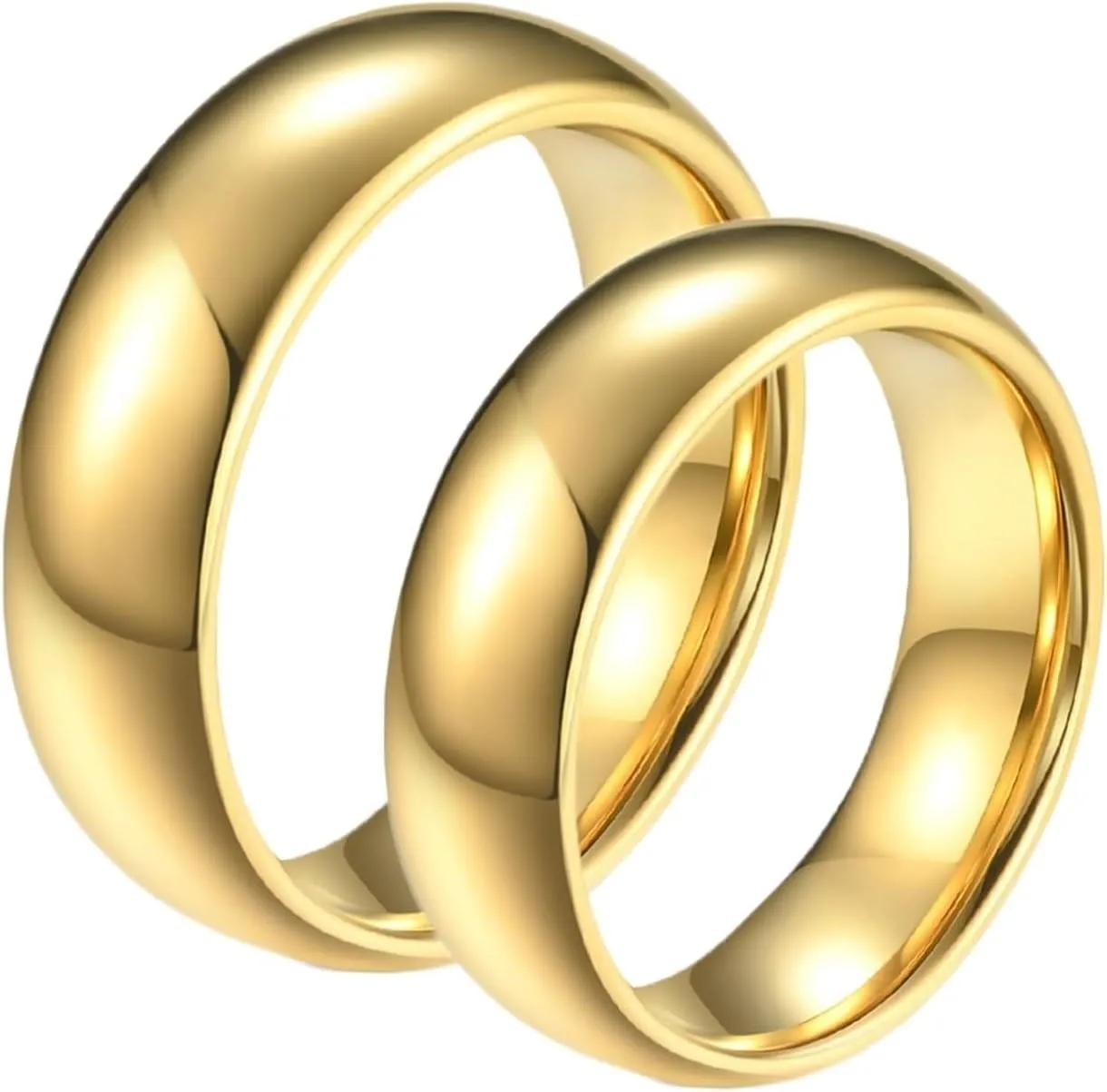 His and Her Rings Promise, Tungsten Carbide Wedding Rings for Couples Set Comfort Fit Gold Polished Ring 8mm