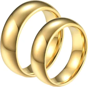 His and Her Rings Promise, Tungsten Carbide Wedding Rings for Couples Set Comfort Fit Gold Polished Ring 8mm