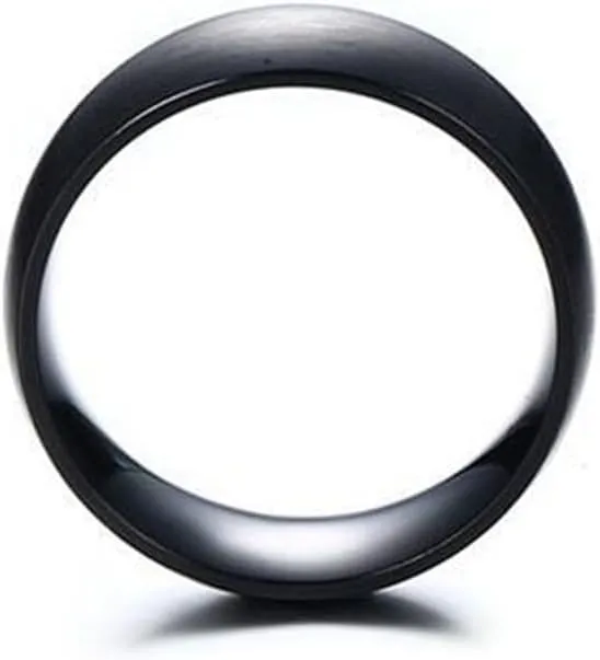His and Her Rings Wedding Ring Set, Stainless Steel Engagement Rings for Couples Set Comfort Fit High Polished Black Ring 8mm