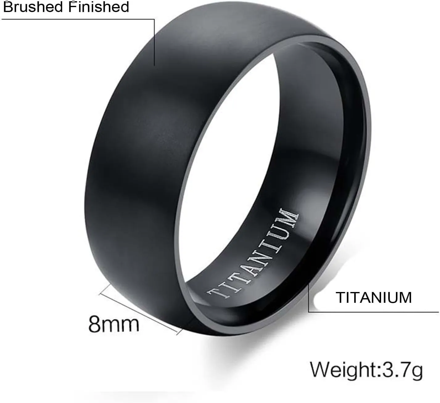 His and Her Rings Wedding Ring Set, Stainless Steel Engagement Rings for Couples Set Comfort Fit High Polished Black Ring 8mm