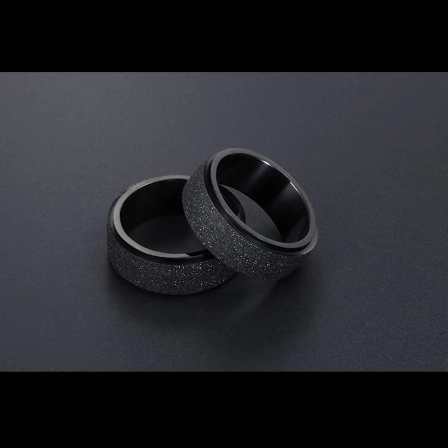 His and Her Wedding Rings Sets, Stainless Steel Couples Rings Promise Rings Comfort Fit Black Matte Ring 7.8mm