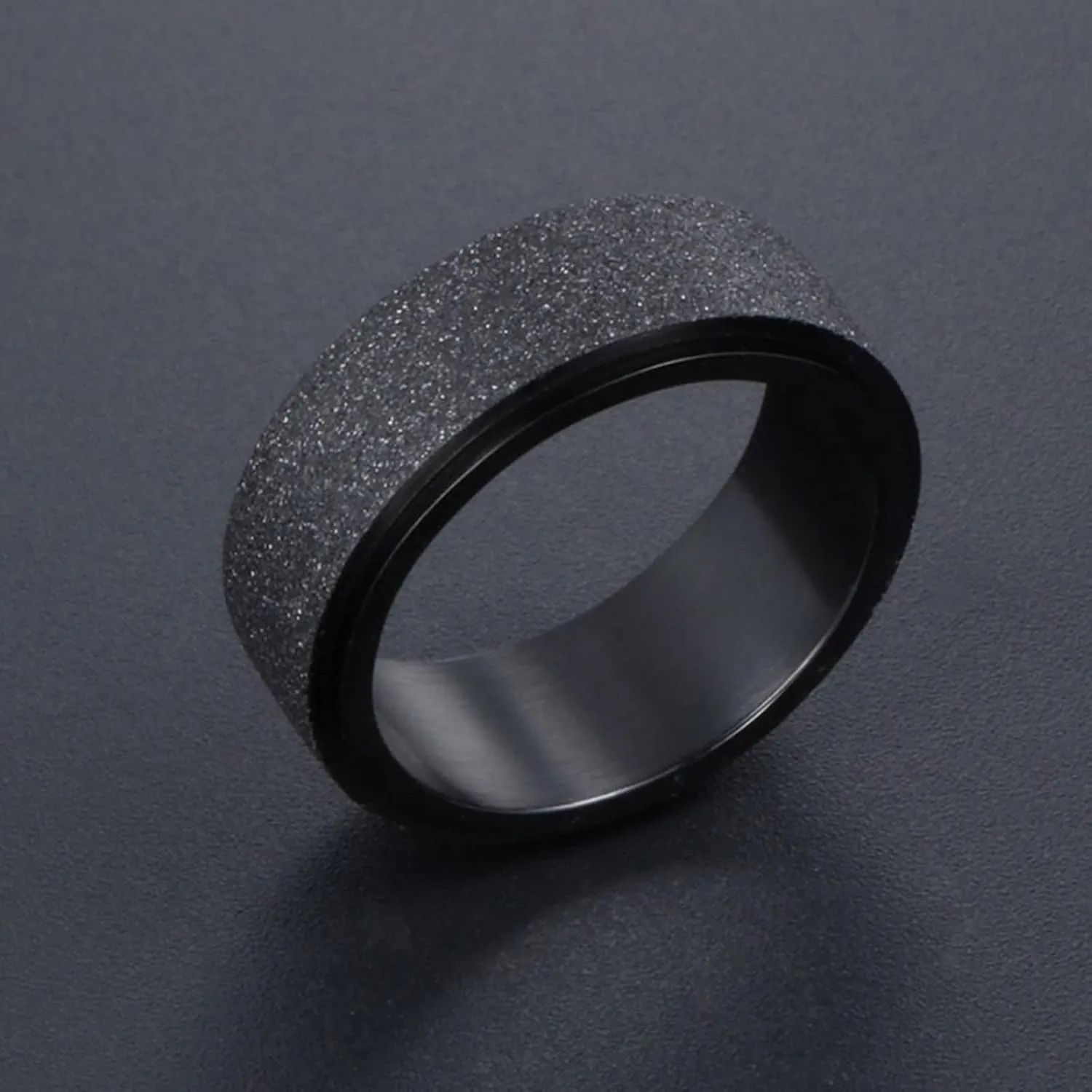 His and Her Wedding Rings Sets, Stainless Steel Couples Rings Promise Rings Comfort Fit Black Matte Ring 7.8mm