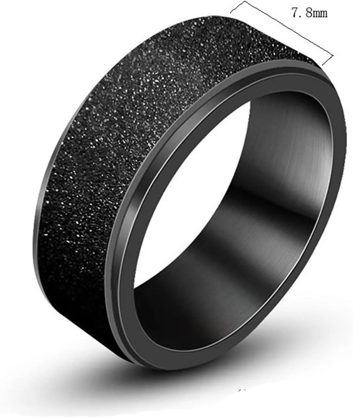 His and Her Wedding Rings Sets, Stainless Steel Couples Rings Promise Rings Comfort Fit Black Matte Ring 7.8mm
