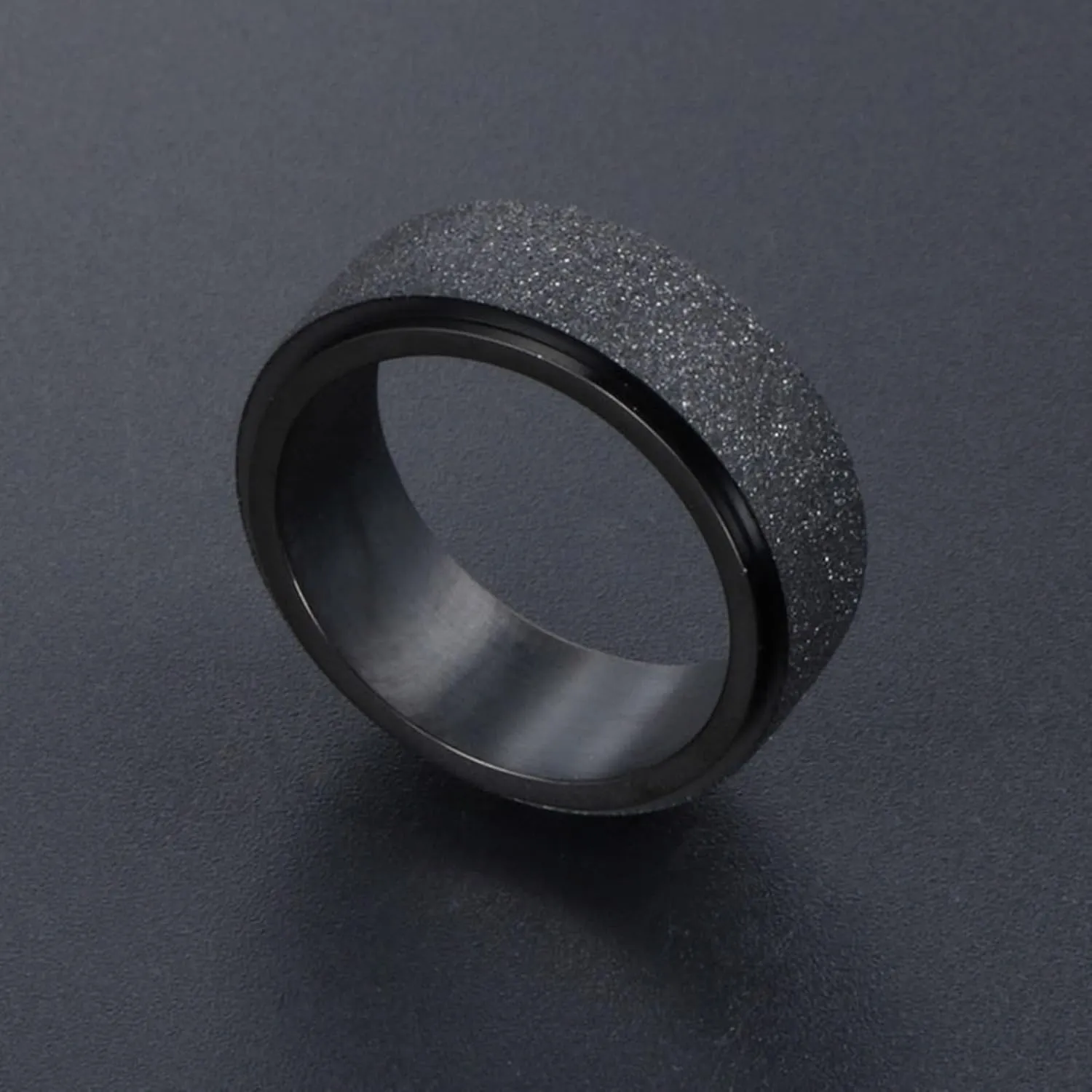 His and Her Wedding Rings Sets, Stainless Steel Couples Rings Promise Rings Comfort Fit Black Matte Ring 7.8mm