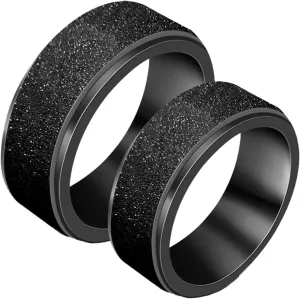 His and Her Wedding Rings Sets, Stainless Steel Couples Rings Promise Rings Comfort Fit Black Matte Ring 7.8mm