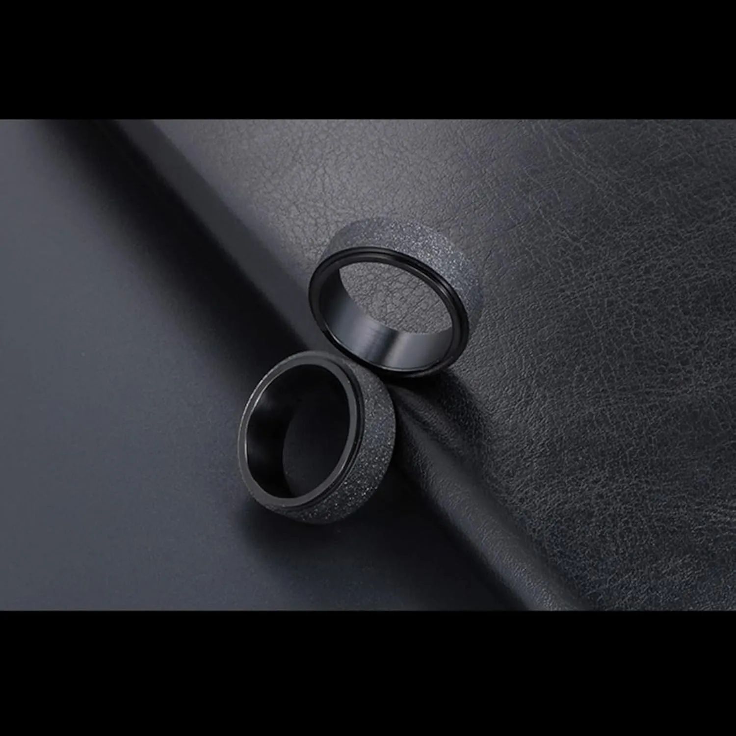 His and Her Wedding Rings Sets, Stainless Steel Couples Rings Promise Rings Comfort Fit Black Matte Ring 7.8mm