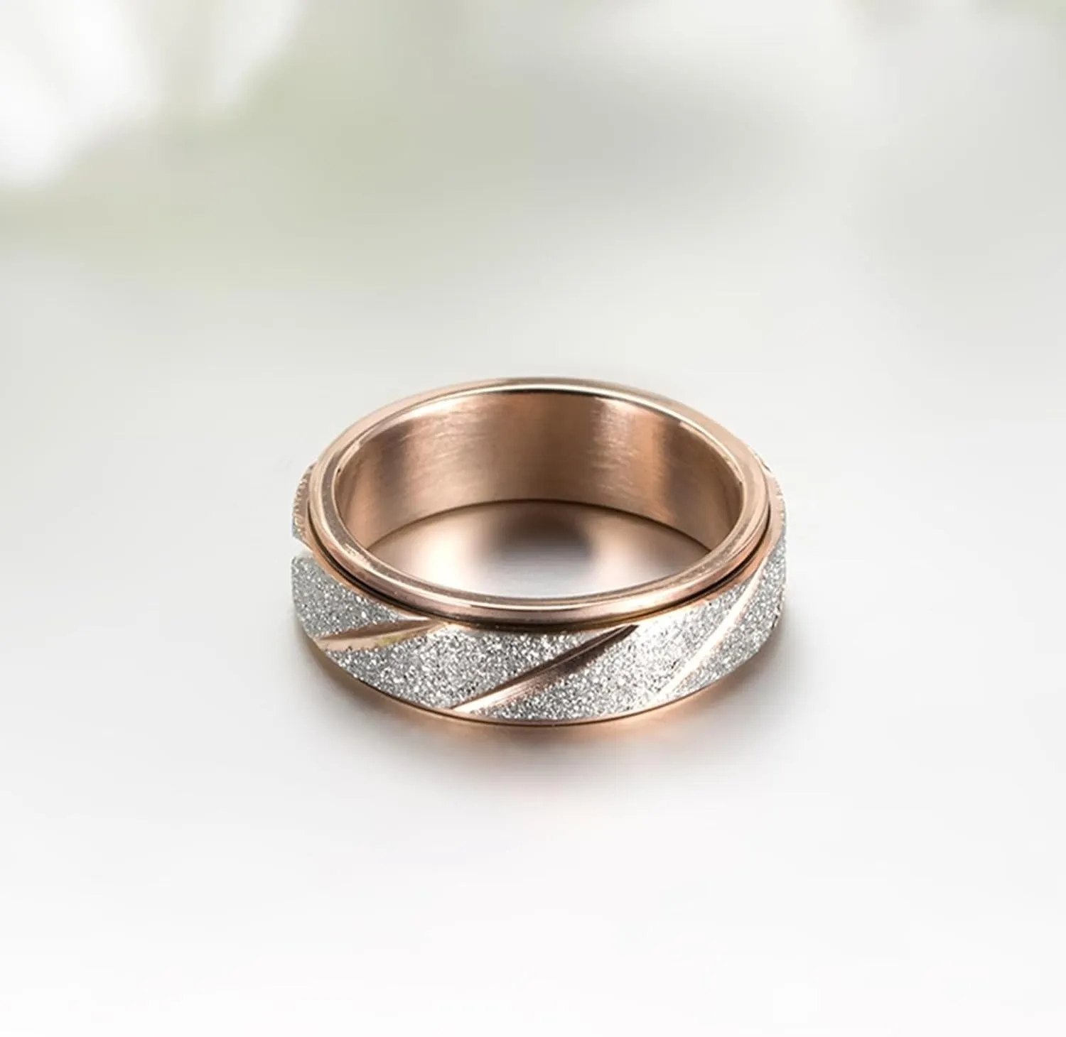 His and Hers Matching Rings Sets, Engagement Rings for Couples Set Stainless Steel Comfort Fit Colorful Rotating Ring Matte 6mm