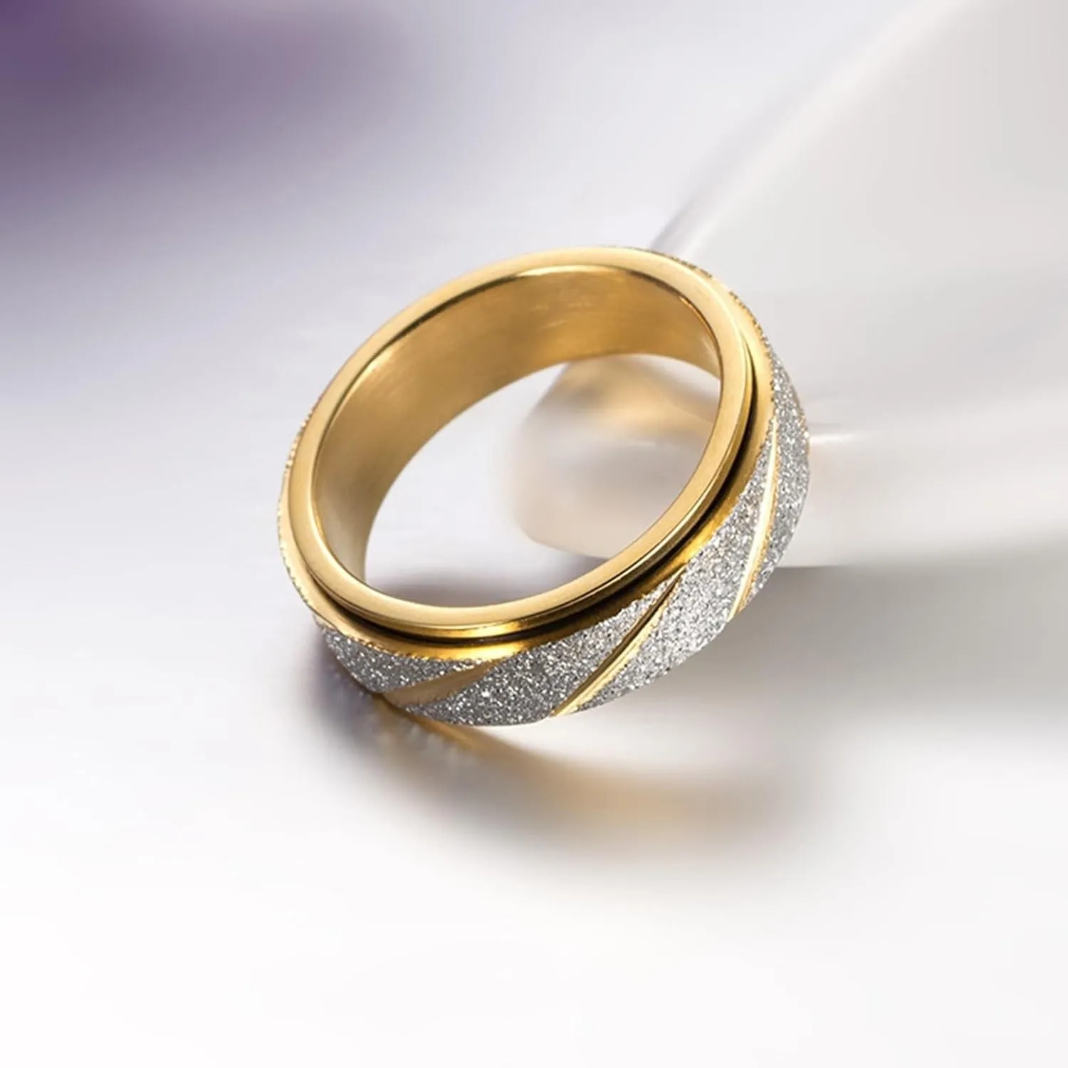 His and Hers Matching Rings Sets, Engagement Rings for Couples Set Stainless Steel Comfort Fit Colorful Rotating Ring Matte 6mm