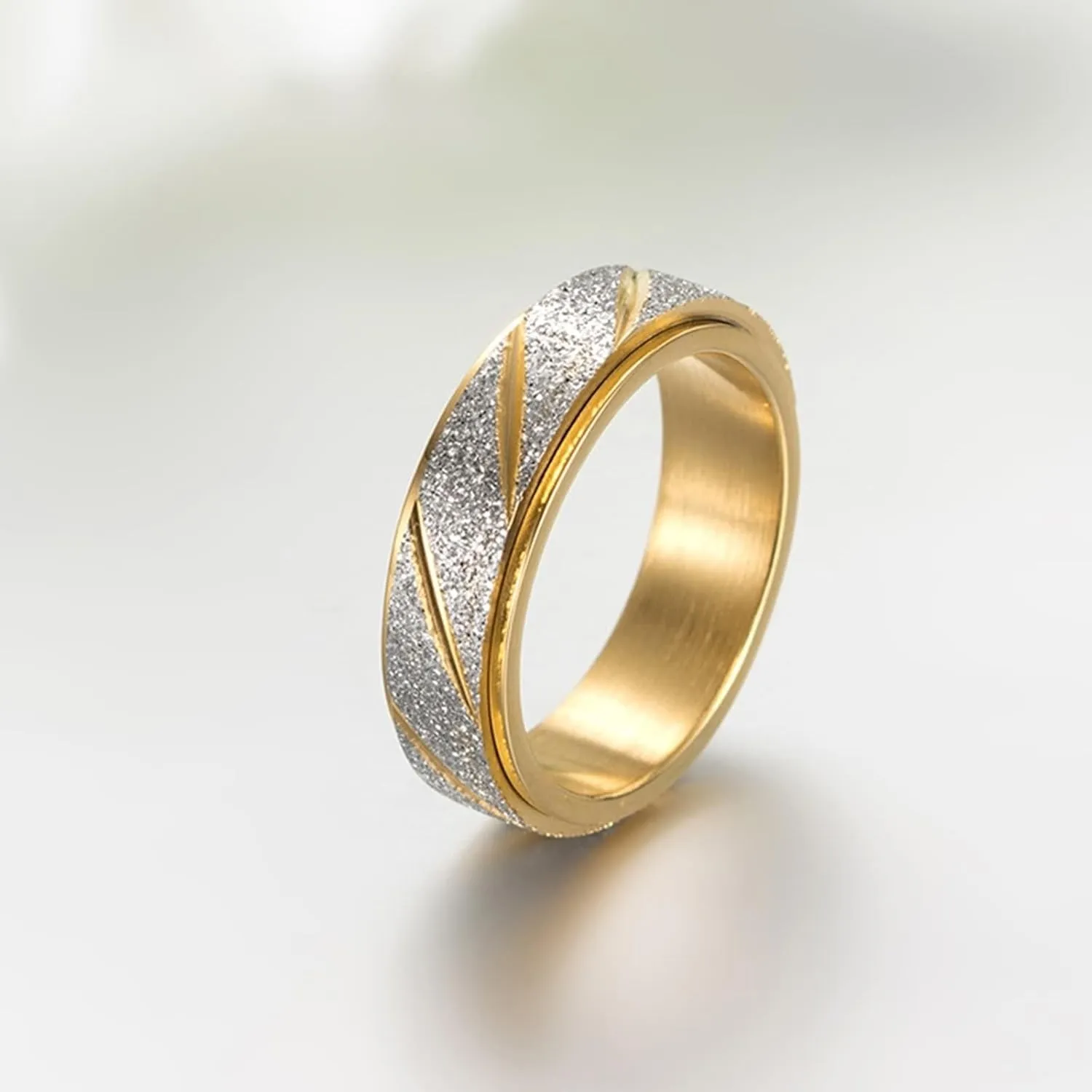 His and Hers Matching Rings Sets, Engagement Rings for Couples Set Stainless Steel Comfort Fit Colorful Rotating Ring Matte 6mm