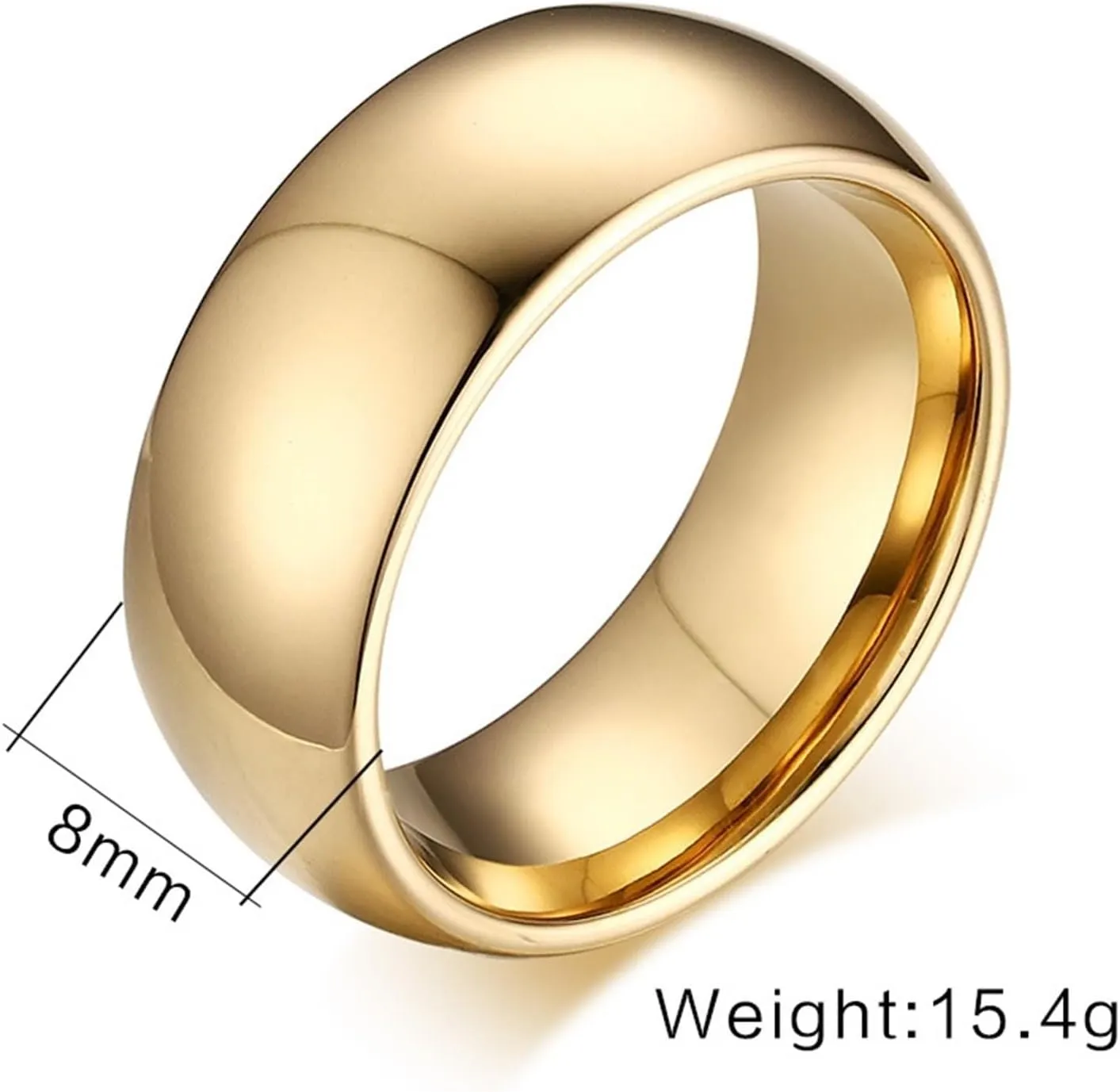 His and Hers Rings Sets, Tungsten Wedding Rings for Couples Set Comfort Fit 8mm Gold Ring Plain Dome High Polished