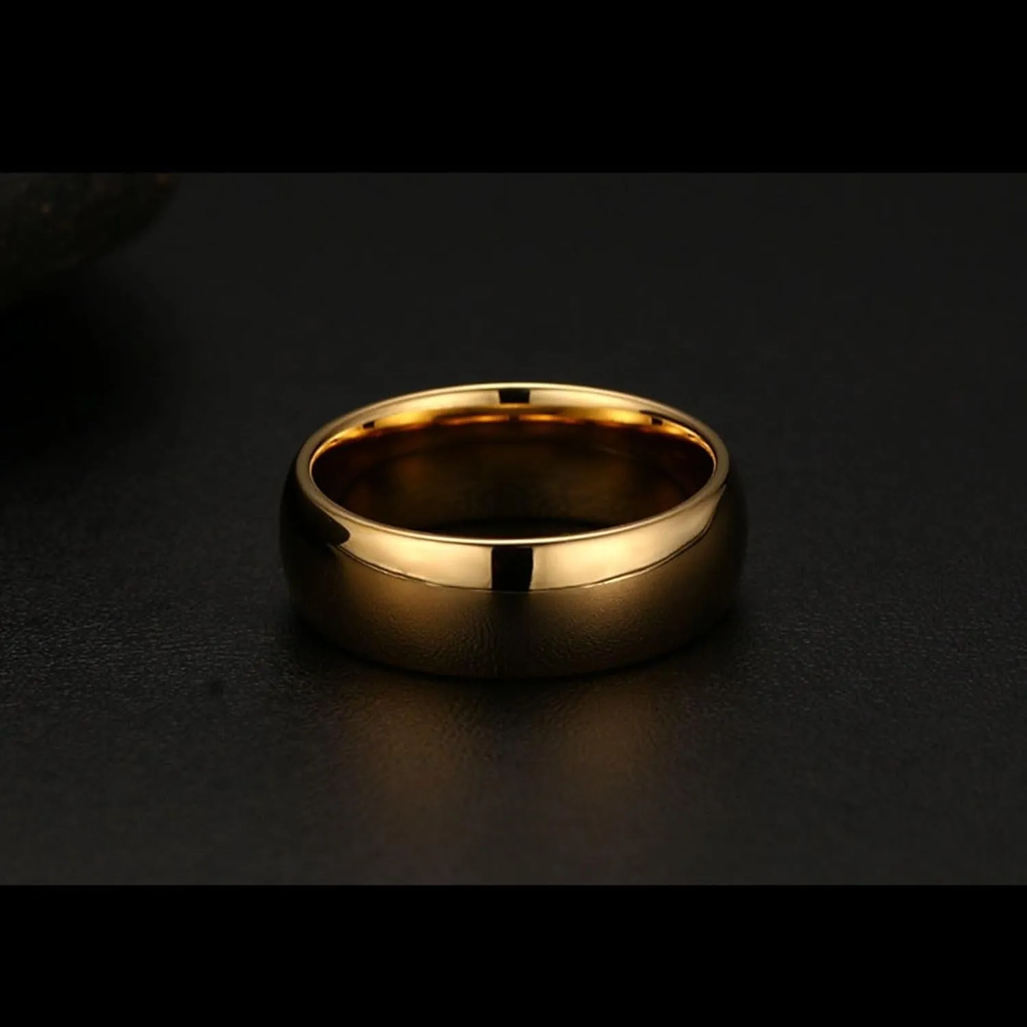 His and Hers Rings Sets, Tungsten Wedding Rings for Couples Set Comfort Fit 8mm Gold Ring Plain Dome High Polished