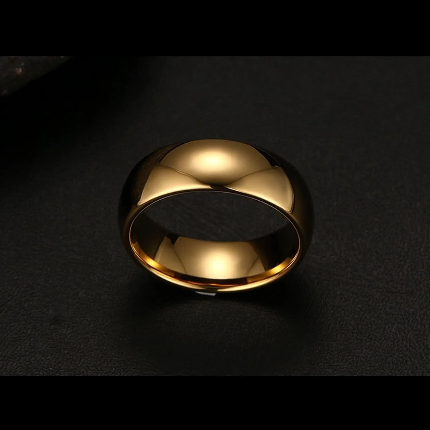 His and Hers Rings Sets, Tungsten Wedding Rings for Couples Set Comfort Fit 8mm Gold Ring Plain Dome High Polished