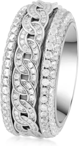 Iced Out Rings for Men, 24MM Large Simulated Diamond Mens Wedding Band 14K White Gold Plated Full 5A CZ Hip Hop Ring Chunky Bling Cluster Men's Pinky Rings Rapper Jewelry Gift 7-10US