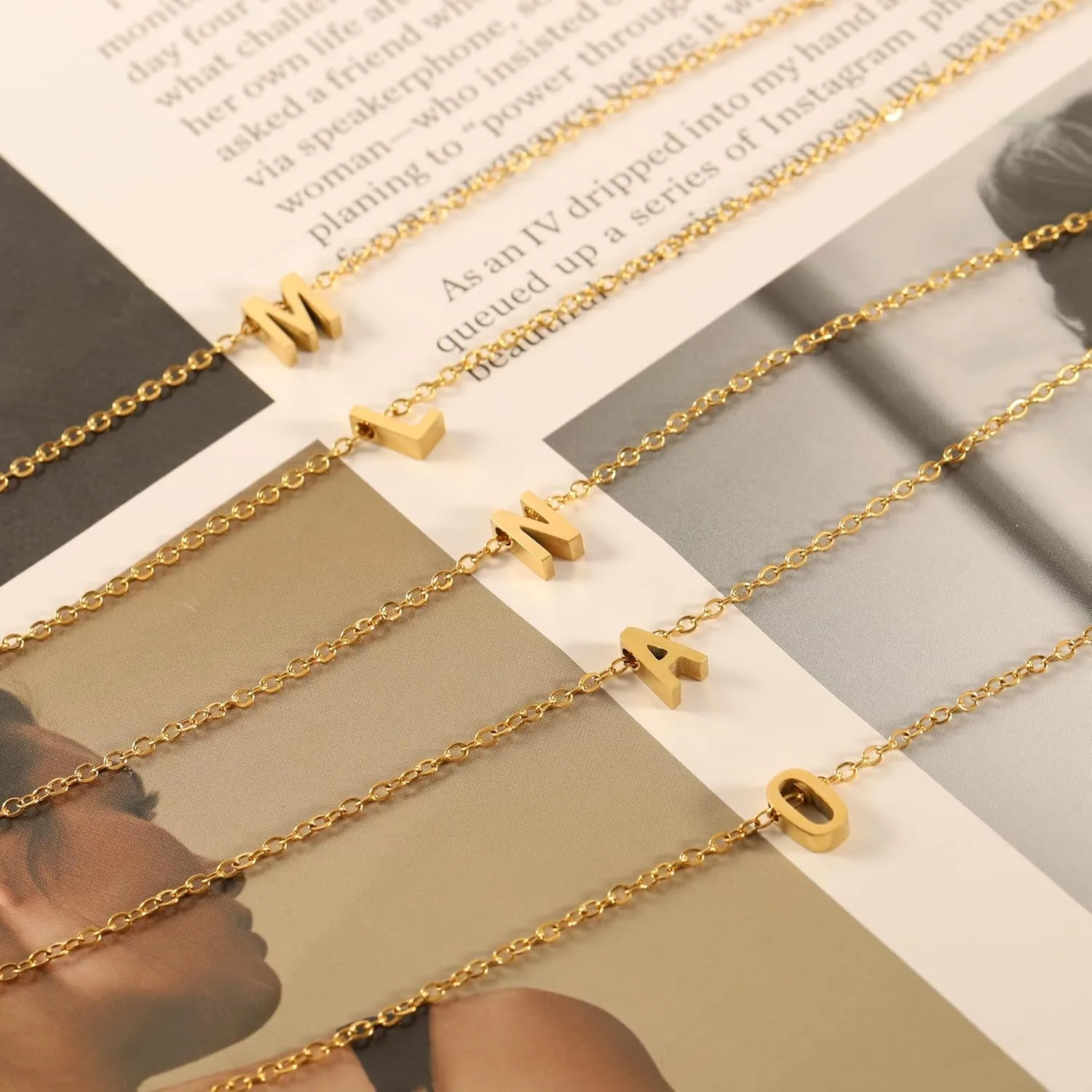 Initial Necklace for Women - 18K Gold Plated Initial Necklace Dainty Initial Letter Monogram Name Necklace for Women