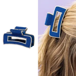 INK ALLOY Beaded Hair Clips, Lola Large Statement Boho Cute Claw Clips for Women, Secure Hold for Thin & Thick Hair, Handmade Accessories for the Modern Bohemian, 3.5-Inches (Denim Blue)