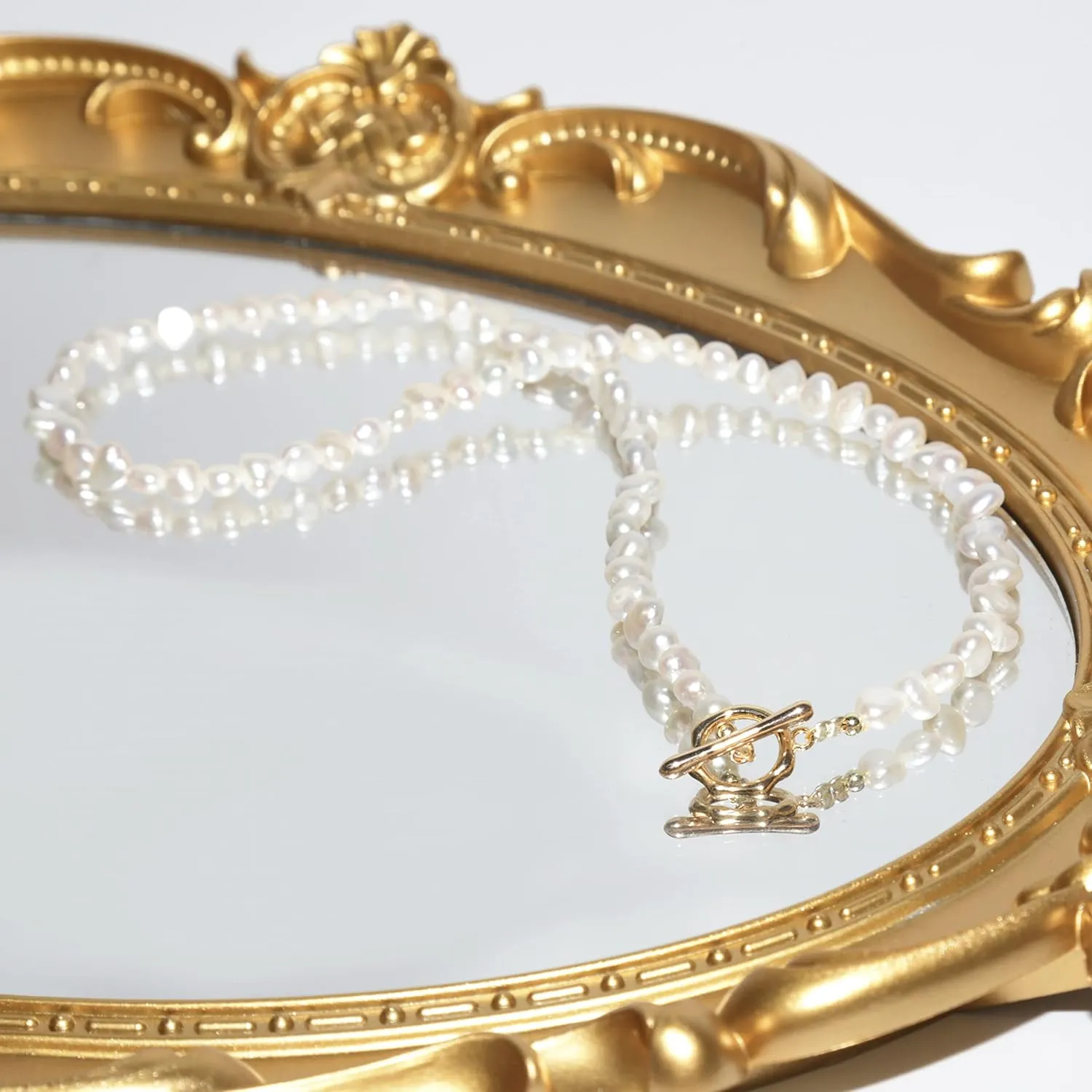 Irregular Baroque Pearl Choker Necklaces 18K Gold Plated Buckle Freshwater Pearl Necklace Everyday Dainty Choker Jewelly for Women