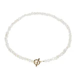 Irregular Baroque Pearl Choker Necklaces 18K Gold Plated Buckle Freshwater Pearl Necklace Everyday Dainty Choker Jewelly for Women