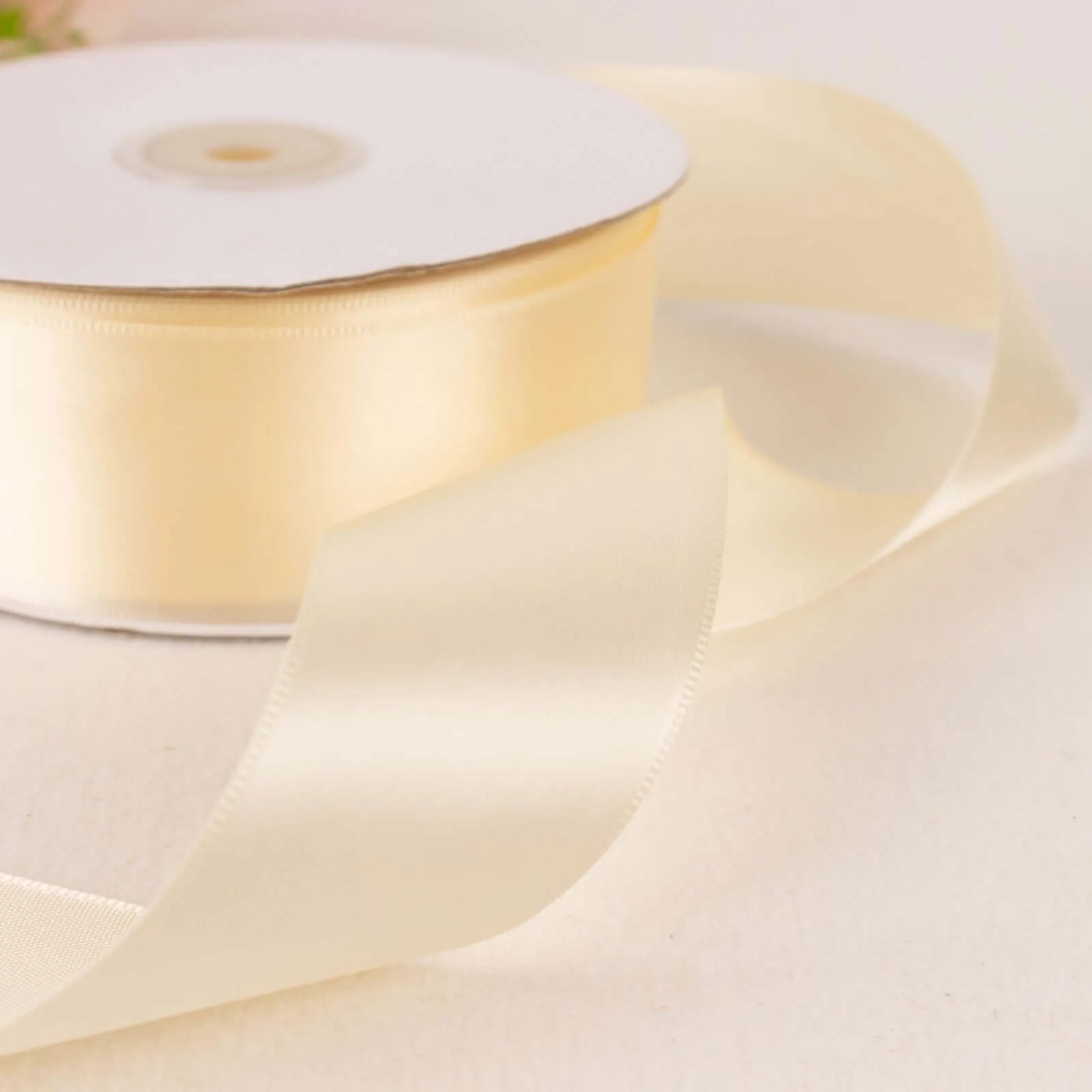 Ivory Single Face Decorative Satin Ribbon 50 Yards 1.5"