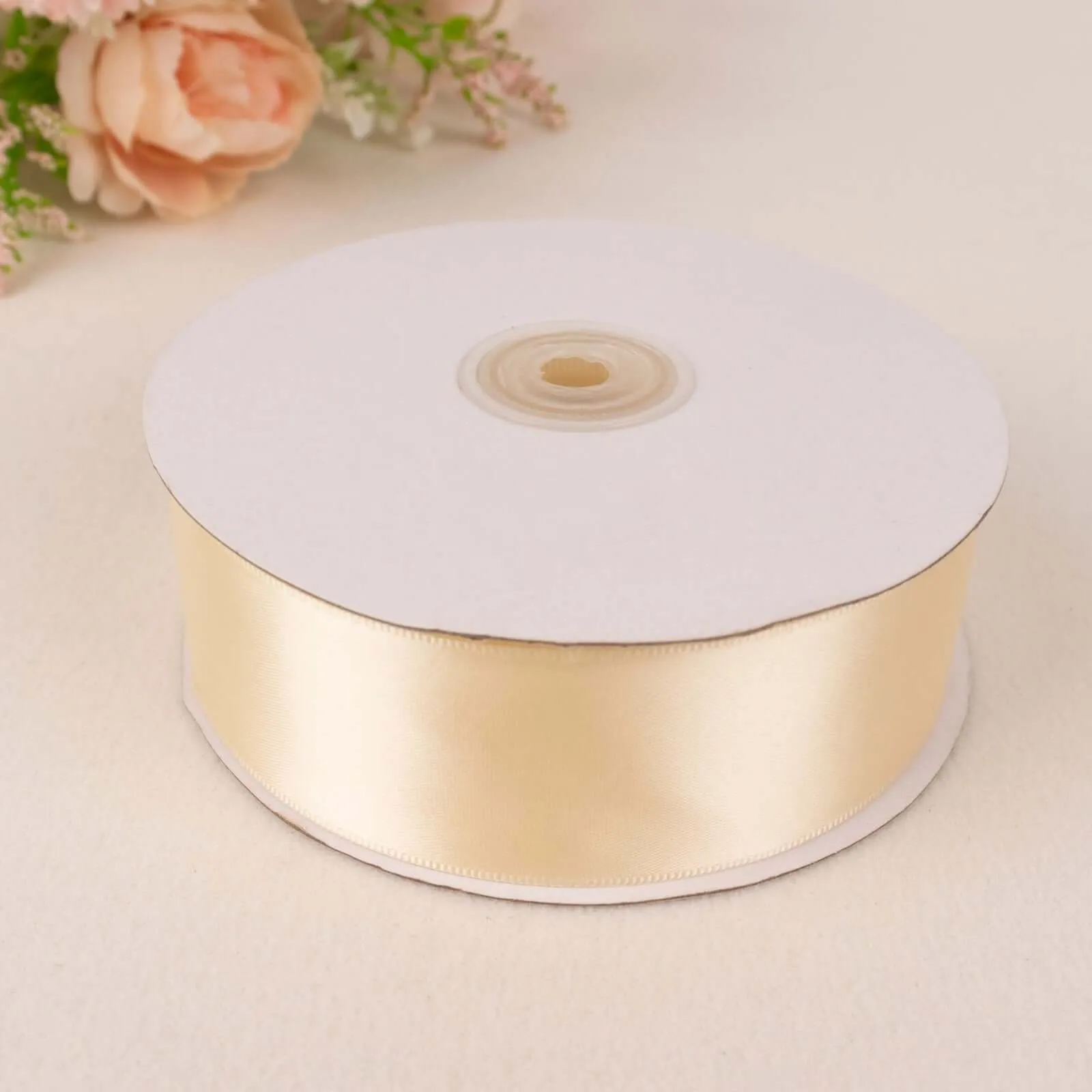 Ivory Single Face Decorative Satin Ribbon 50 Yards 1.5"