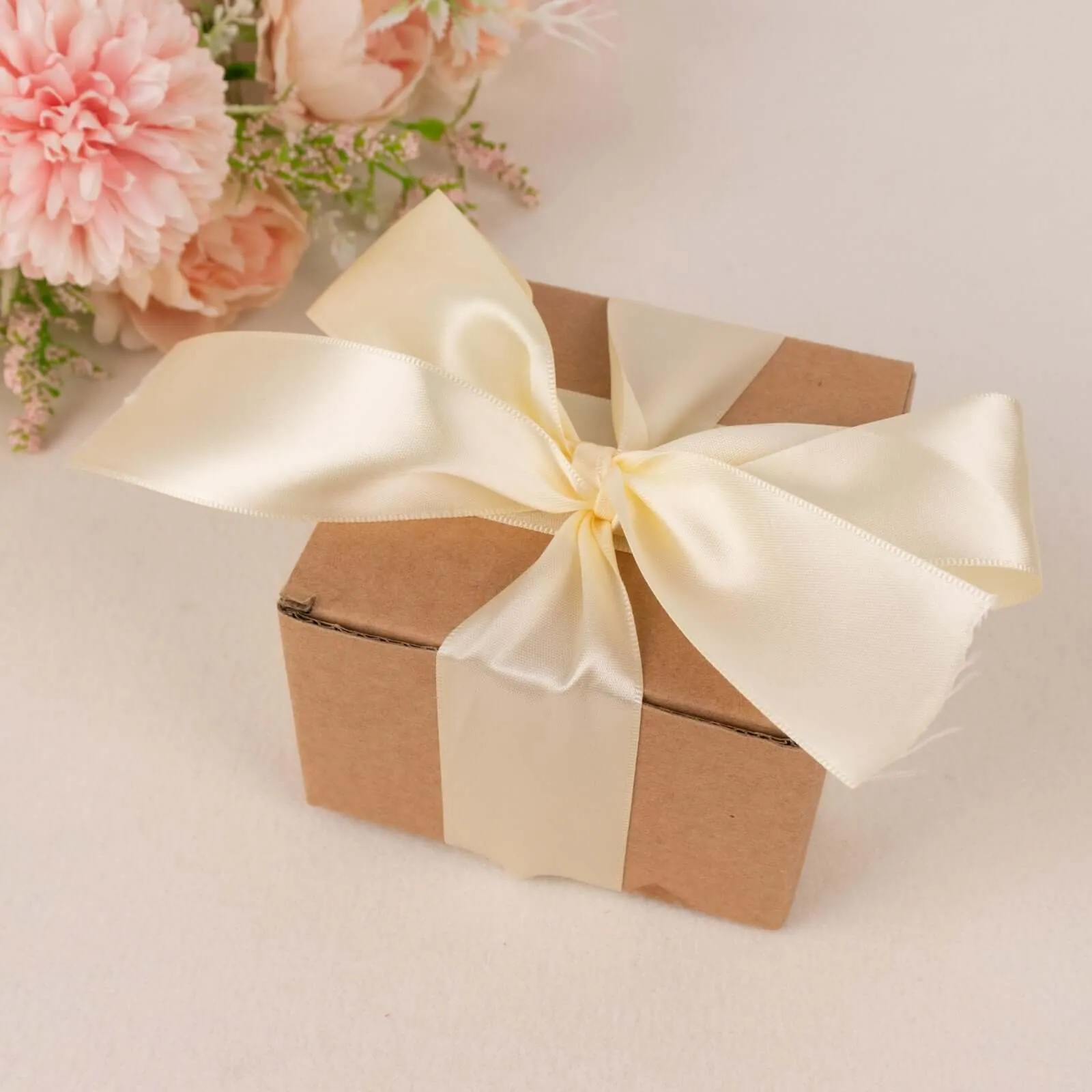 Ivory Single Face Decorative Satin Ribbon 50 Yards 1.5"